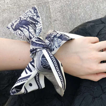 Silk Hair Band and Tied Bag Ribbon - Elegant Style for Autumn Season